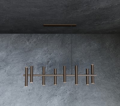 1300 - Stelvio lampe suspendue 140cm - 8 tubes - 10 lumières 