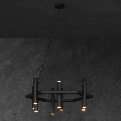 1304 - Stelvio Lampe suspendue 6 angles - 9 tubes - 12 lumières 