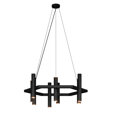 1304 - Stelvio Lampe suspendue 6 angles - 9 tubes - 12 lumières 