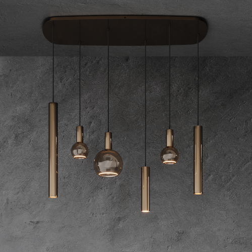 4316 - Lampe suspendue Riva ovale danois 110cm - 6 lumières 