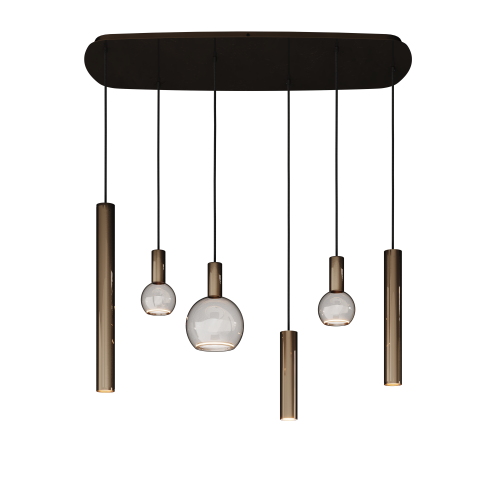 4316 - Lampe suspendue Riva ovale danois 110cm - 6 lumières 