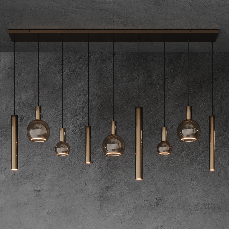 4320 - Lampe suspendue Riva droite 170cm - 9 lumières 