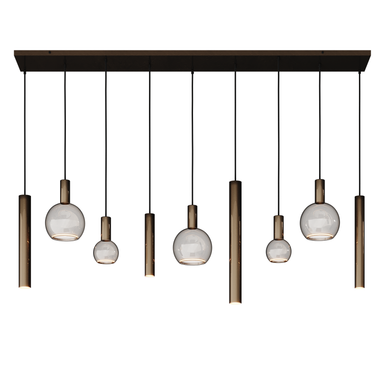4320 - Lampe suspendue Riva droite 170cm - 9 lumières 