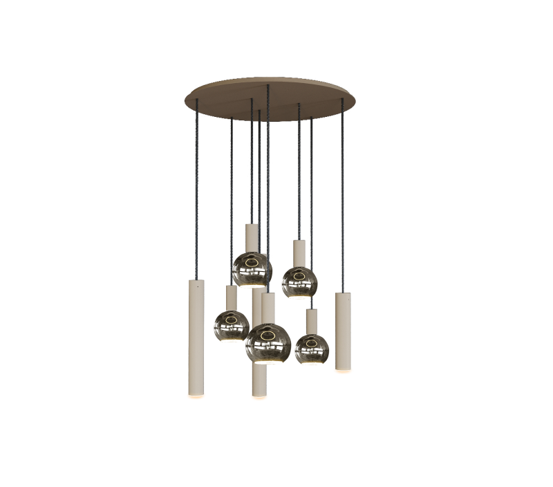 4335 - Lampe suspendue Riva ronde Ø70 cm - 8 lumières 