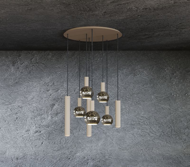 4335 - Lampe suspendue Riva ronde Ø70 cm - 8 lumières 