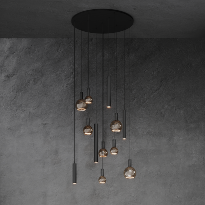 4345 - Lampe suspendue Riva ronde Ø95 cm - 12 lumières 