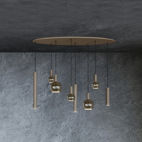 4310 - Lampe suspendue Riva ovale 140cm - 8 lumières  