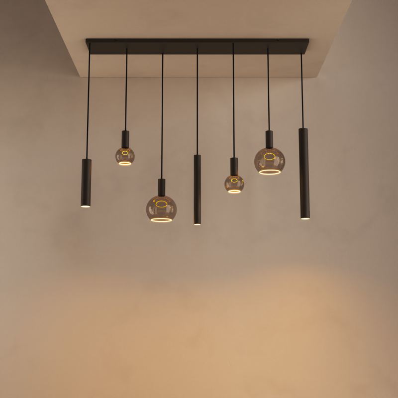 4300 - Lampe suspendue Riva droite 145cm - 7 Lumières 