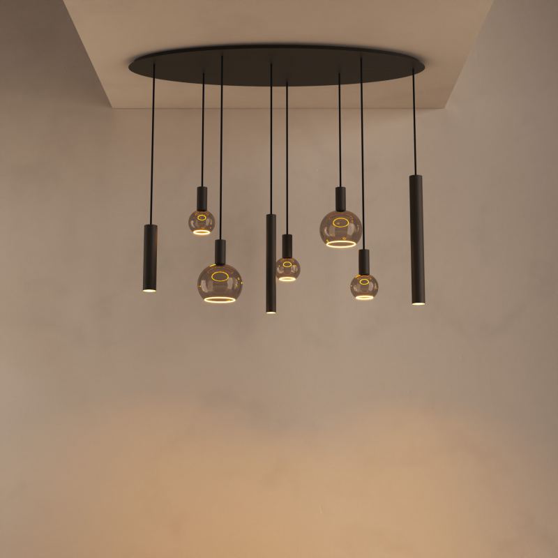 4310 - Lampe suspendue Riva ovale 140cm - 8 lumières 