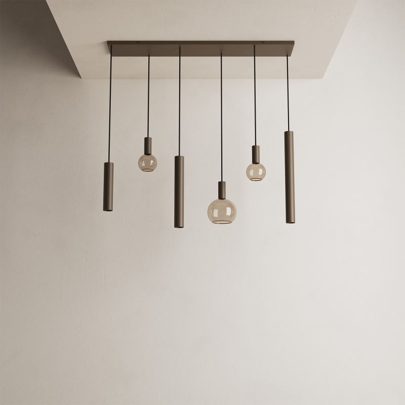 4370 - Lampe suspendue Riva droite 120cm - 6 lumières 