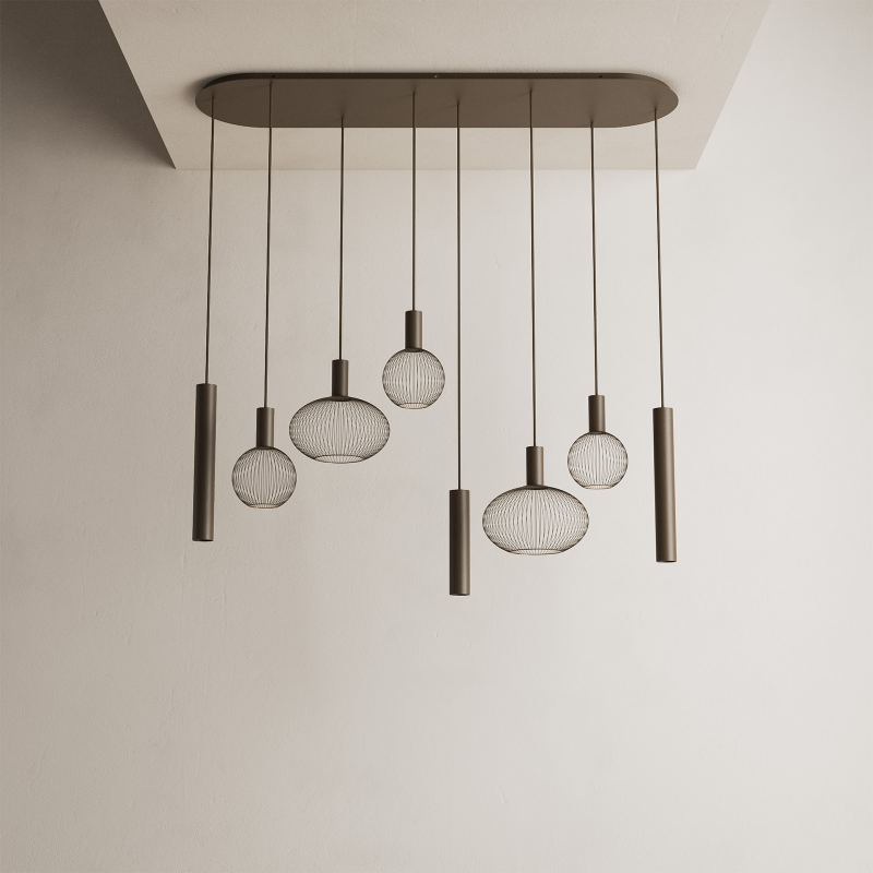 9100 - Suspension Como ovale plate 145 cm - 8 lumières 