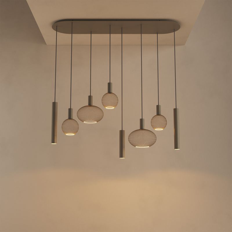 9100 - Suspension Como ovale plate 145 cm - 8 lumières 
