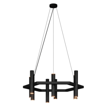 1304 - Stelvio Lampe suspendue 6 angles - 9 tubes - 12 lumières 