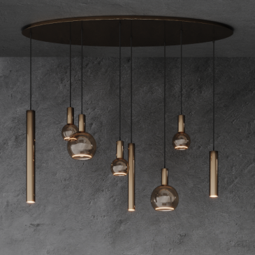 4310 - Lampe suspendue Riva ovale 140cm - 8 lumières