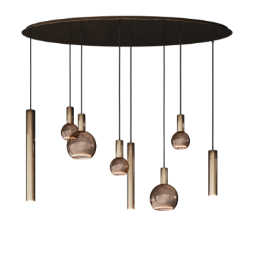 4310 - Lampe suspendue Riva ovale 140cm - 8 lumières