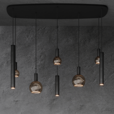 4311 - Lampe suspendue Riva ovale danois 145cm - 8 lumières
