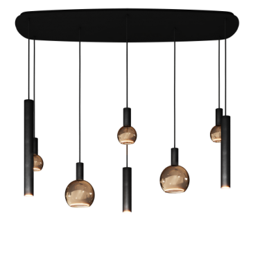 4311 - Lampe suspendue Riva ovale danois 145cm - 8 lumières
