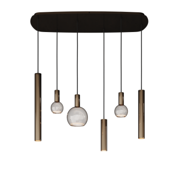 4316 - Lampe suspendue Riva ovale danois 110cm - 6 lumières