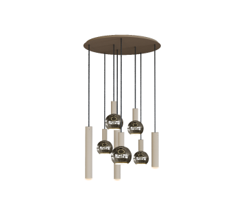 4335 - Lampe suspendue Riva ronde Ø70 cm - 8 lumières 