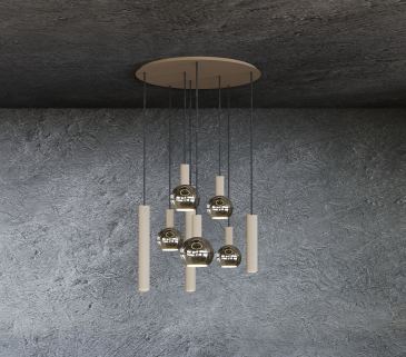 4335 - Lampe suspendue Riva ronde Ø70 cm - 8 lumières 