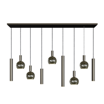 4325 - Lampe suspendue Riva droite 170cm - 9 lumières