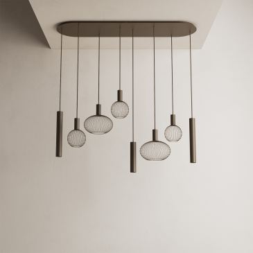 9100 - Suspension Como ovale plate 145 cm - 8 lumières 
