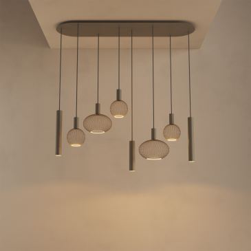 9100 - Suspension Como ovale plate 145 cm - 8 lumières 